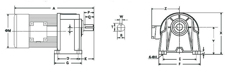 GH臥式三相縮框型(剎車)減速馬達(dá)齒輪減速電機(jī)圖紙