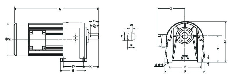 GH臥式單相標(biāo)準(zhǔn)型(剎車)減速馬達(dá)齒輪減速電機(jī)圖紙
