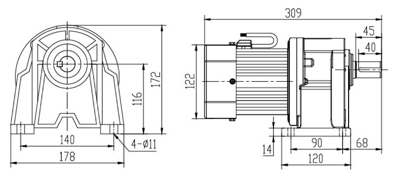 SH28-400W微型永磁減速電機(jī)圖紙