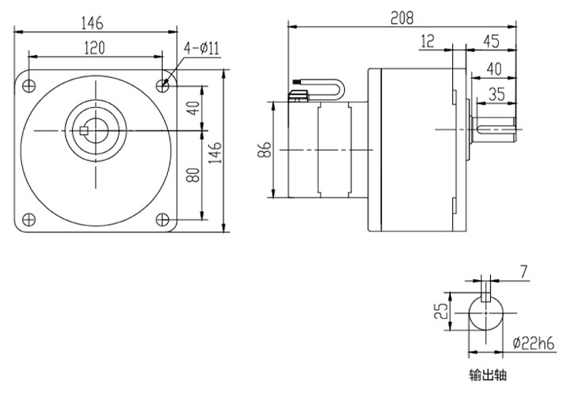 SV22-200W（B法蘭）微型永磁減速電機圖紙