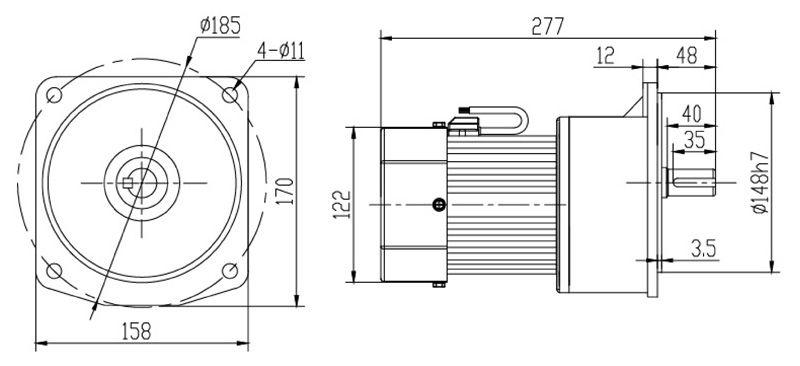 SV22-400W微型永磁減速電機圖紙